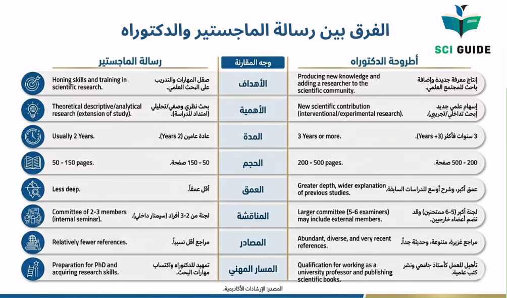 الفرق بين رسائل الماجستير والدكتوراه